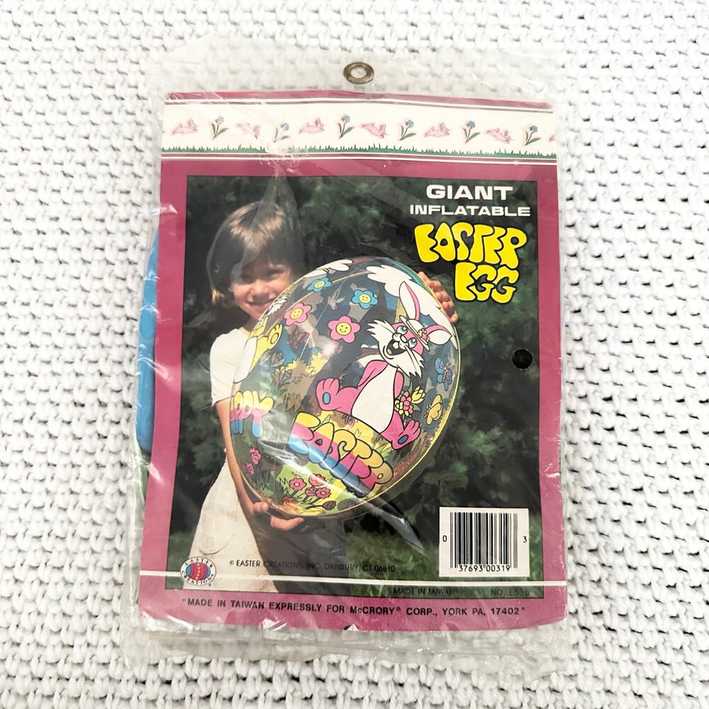 Easter Creations McCrory Taiwan Giant Inflatable Easter Egg Rabbit Print Vintage